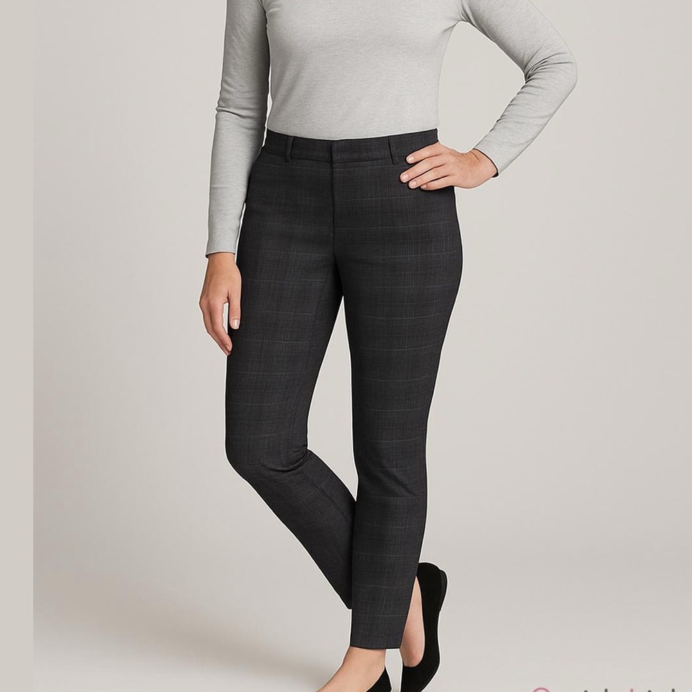 Mario Serrani High Compact Knit Legging Charcoal Gray Plaid Size L NWT